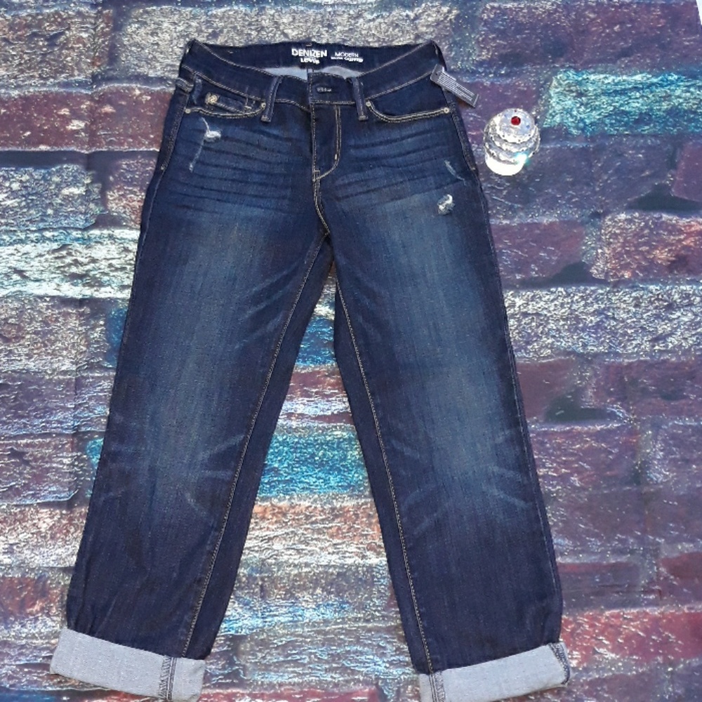 Sz 26 Denizen Levi's Modern Slim Cuffed Dark Blue Jeans